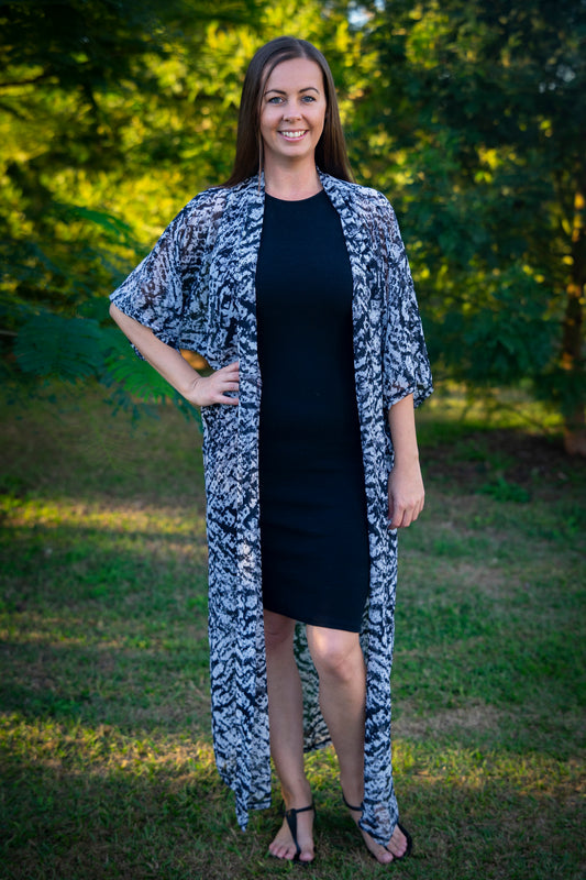 ⭐️ Black & Grey boho Open Kaftan Maxi