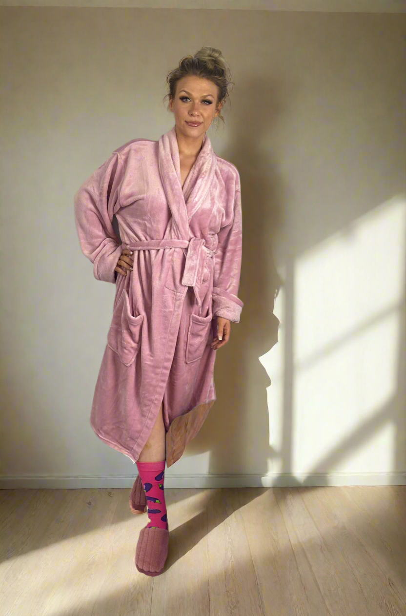 PANDORA Dusty Pink fluffy Robe/ Dressing Gown