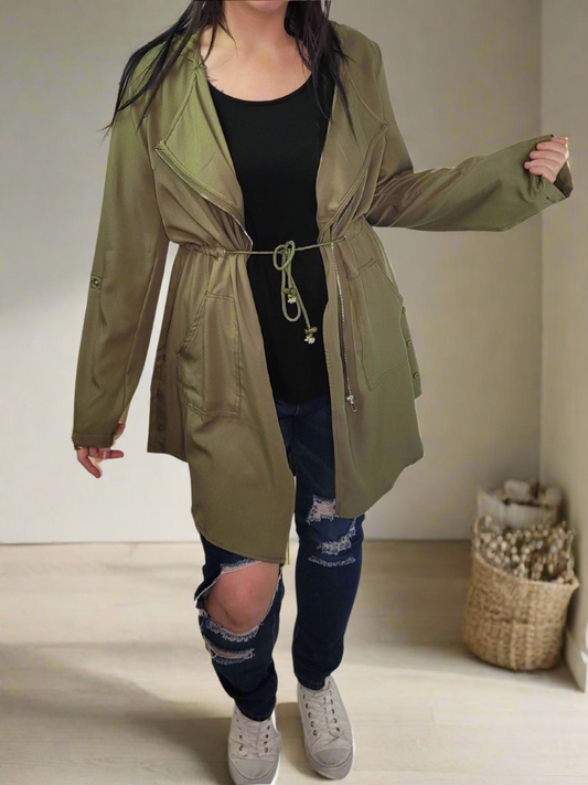 KEELEY Zip Hooded Jackets - Navy Blue and Khaki