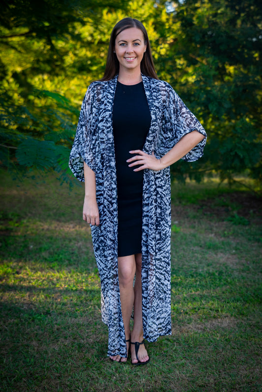 ⭐️ Black & Grey boho Open Kaftan Maxi