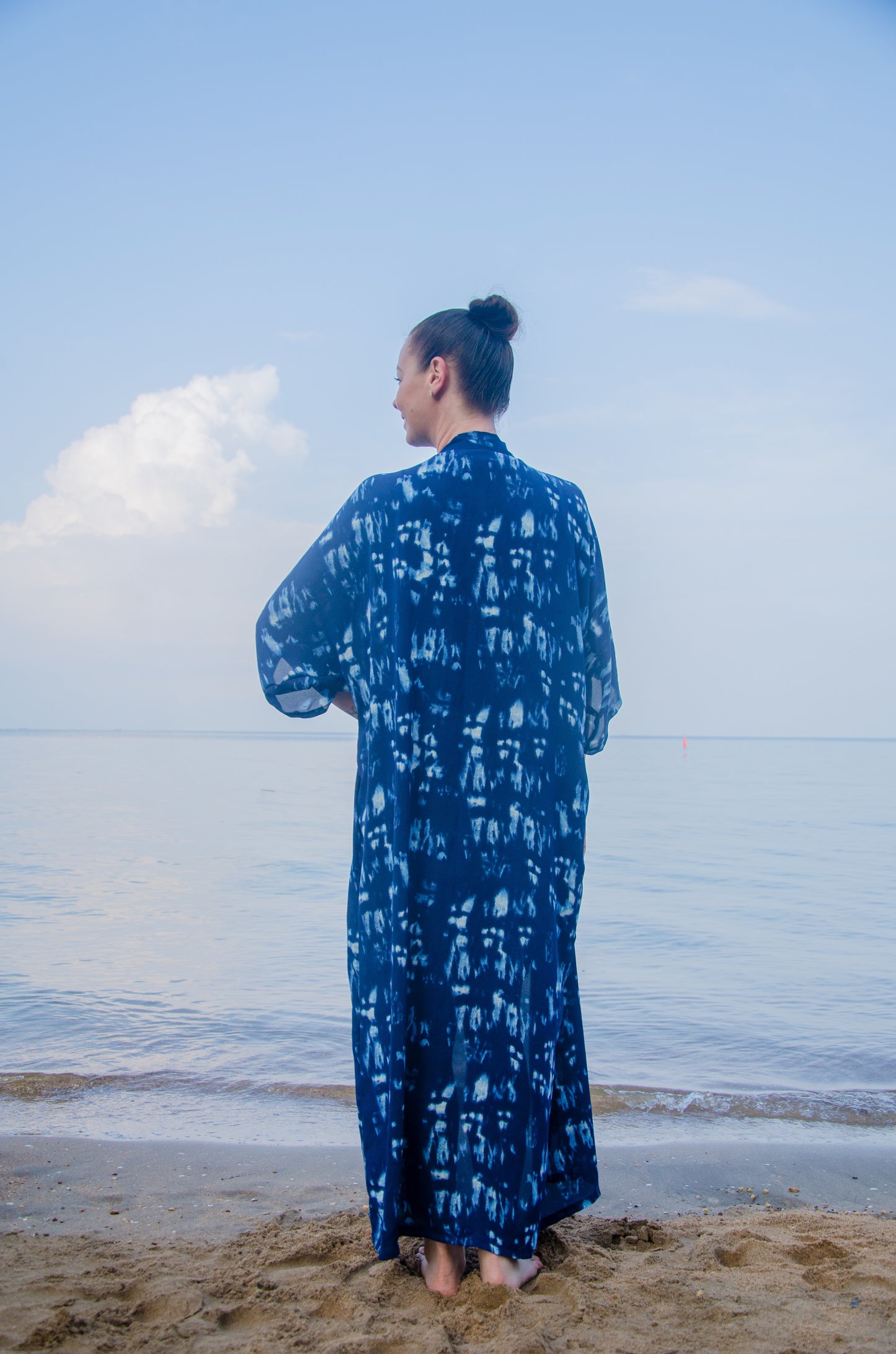Blue Sunset Dreams Open Kaftan Maxi