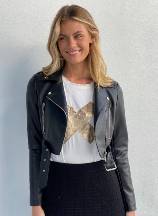 JOJO Black leather zip jacket