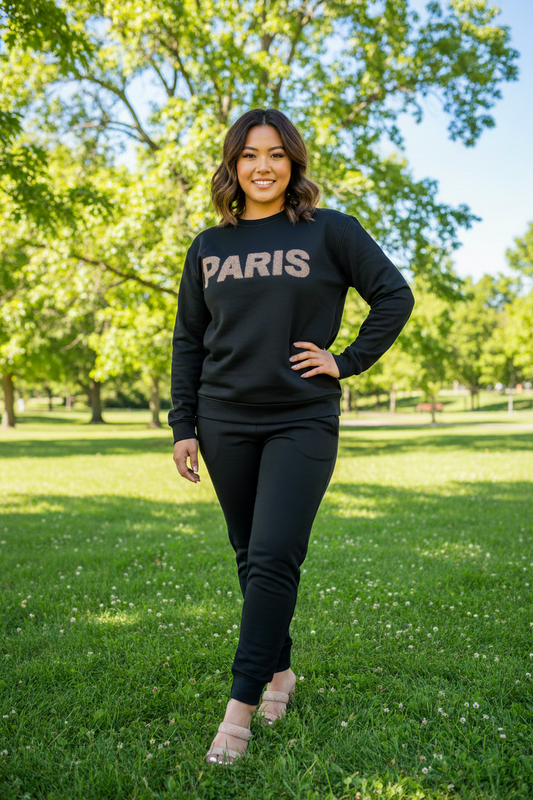 PARIS Black Track Suit Set