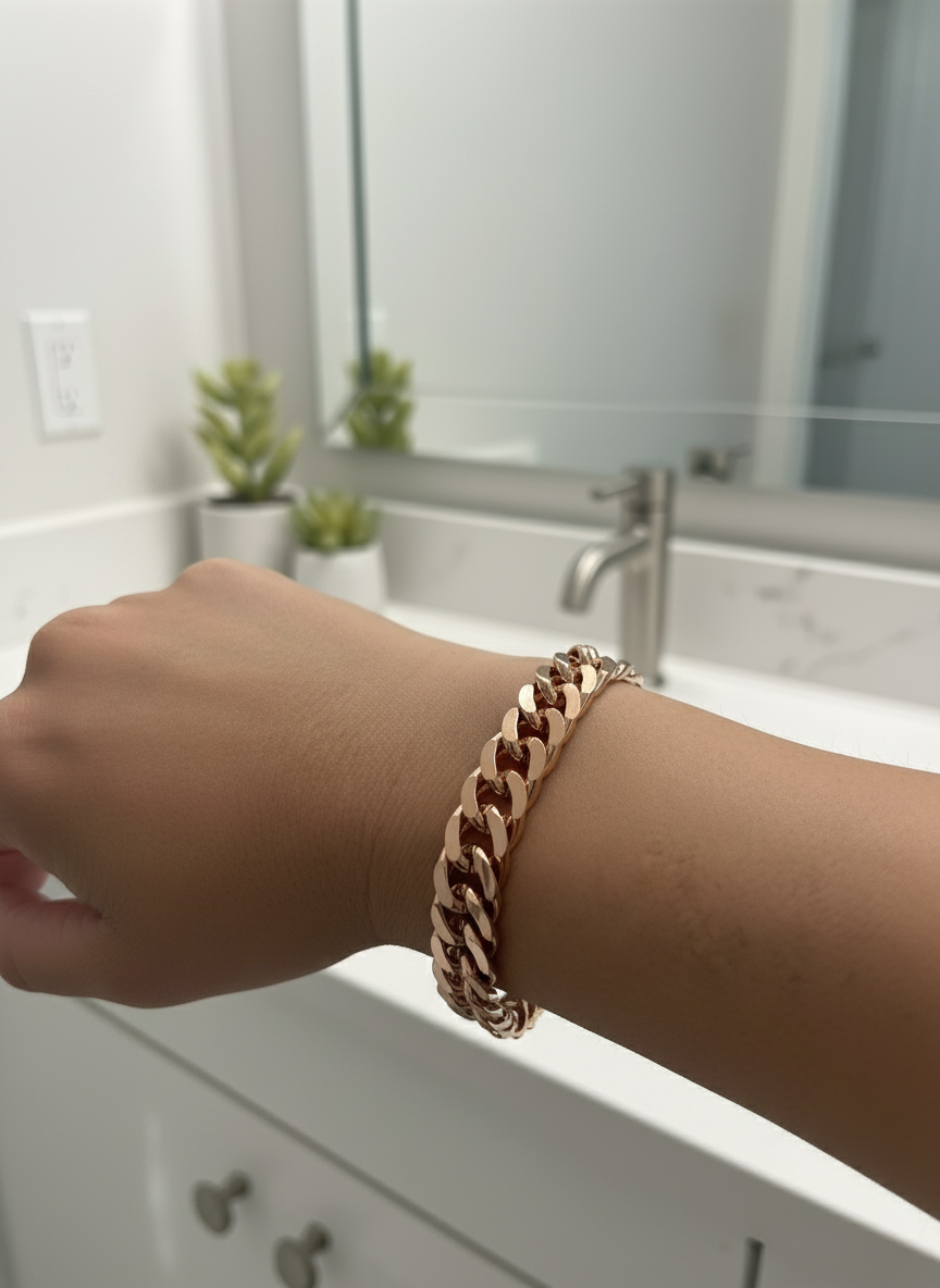 18K Gold Plated Luxe Rose Chain Bracelet Unisex