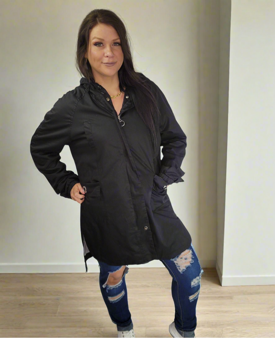 🩵CHARLOTTE Hooded Jacket Coat- 3 Colours Black, Pink & Khaki