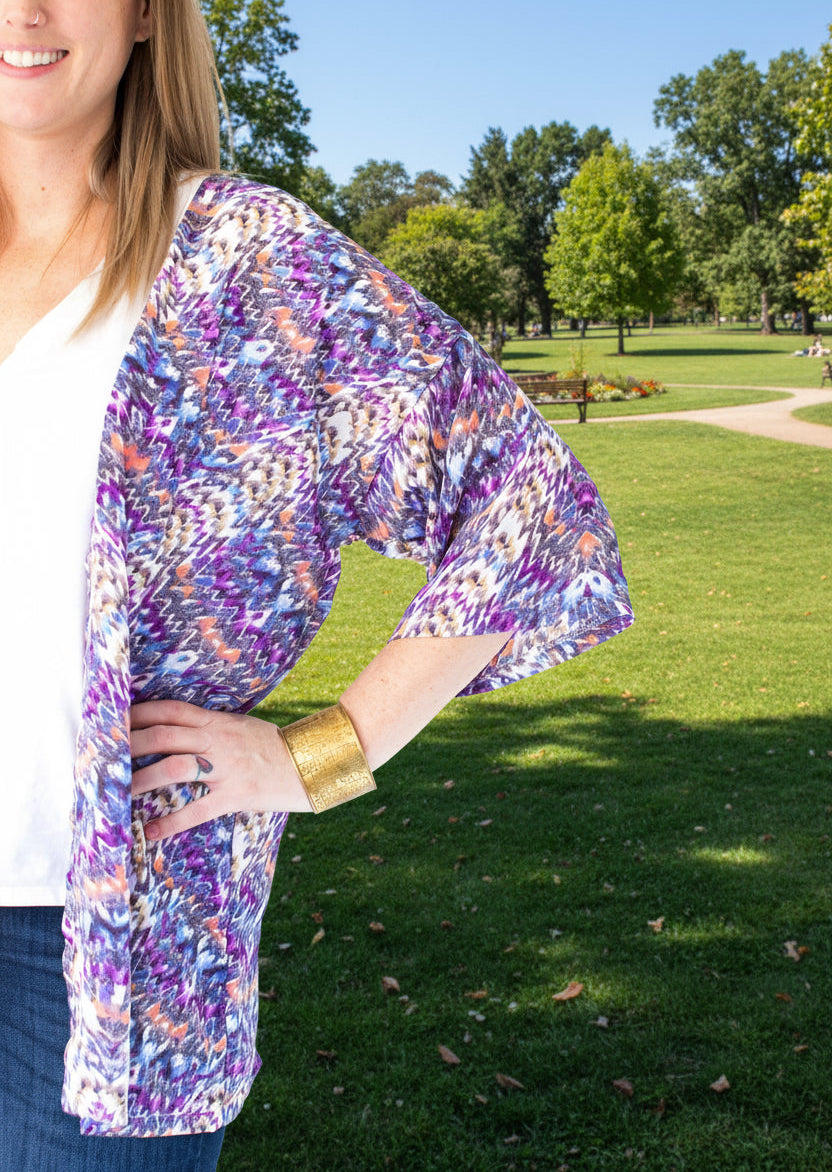 Purple boho Rivers pattern original Open Kaftan