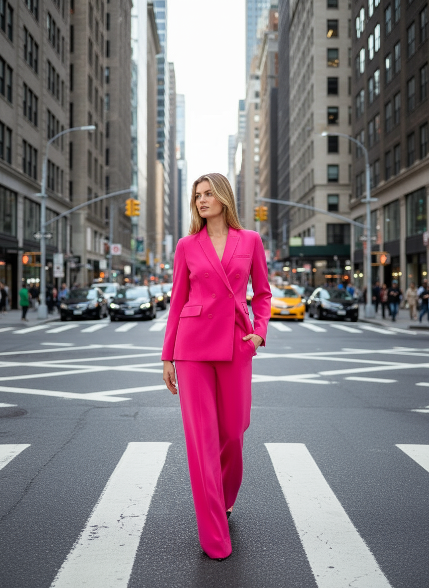 CARMEL Hot Pink Blazer and Suit Pants 2 peice Set