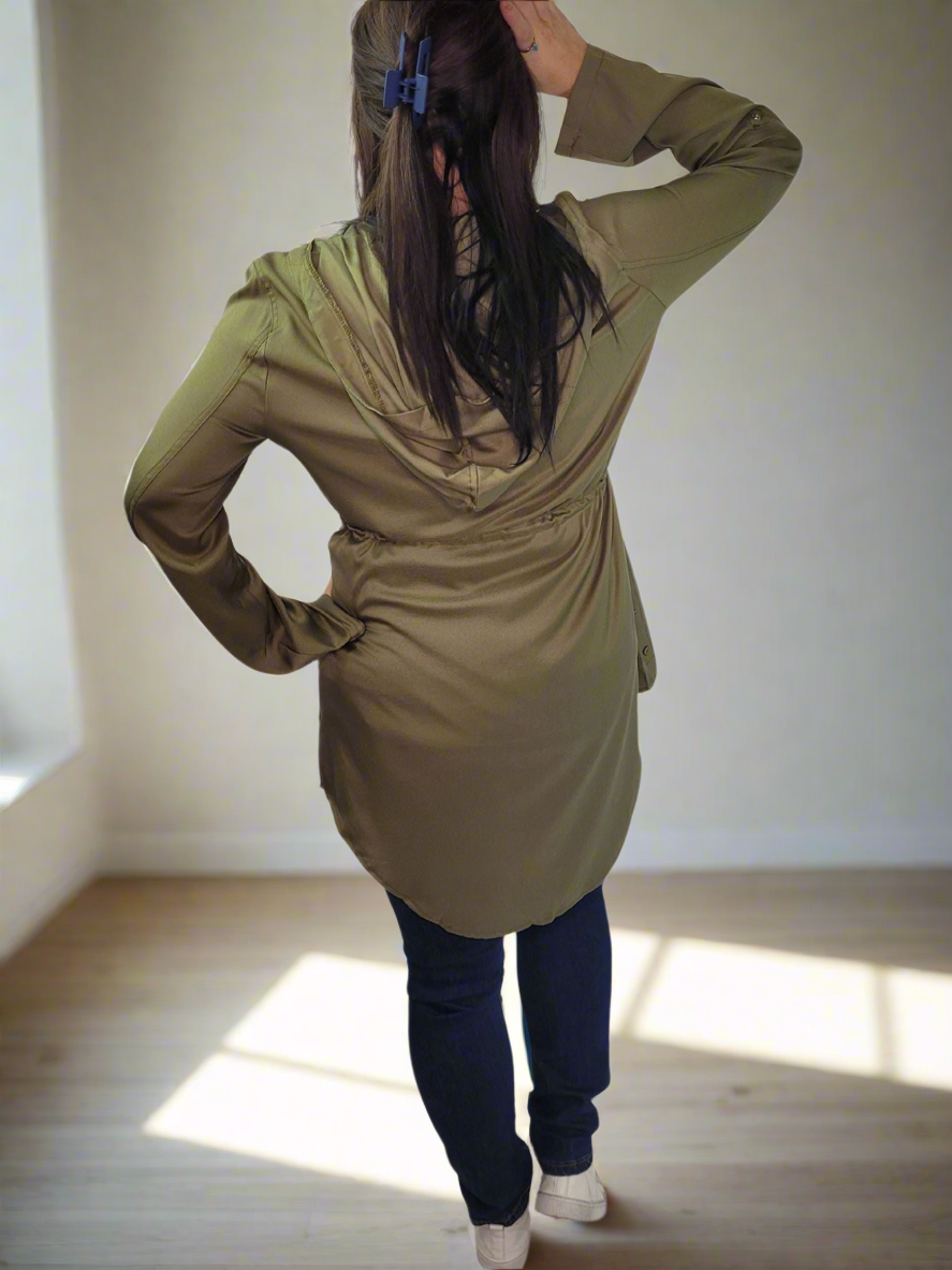 KEELEY Zip Hooded Jackets - Navy Blue and Khaki