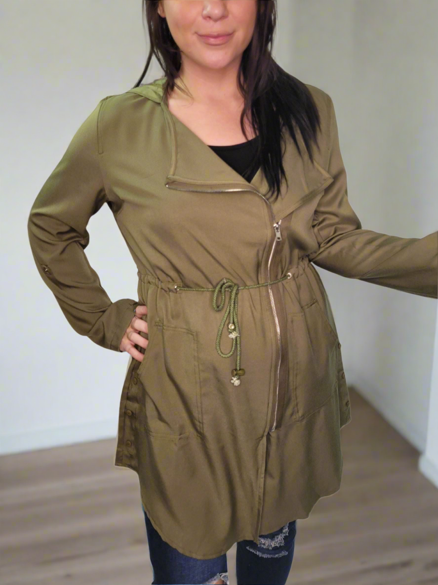 KEELEY Zip Hooded Jackets - Navy Blue and Khaki