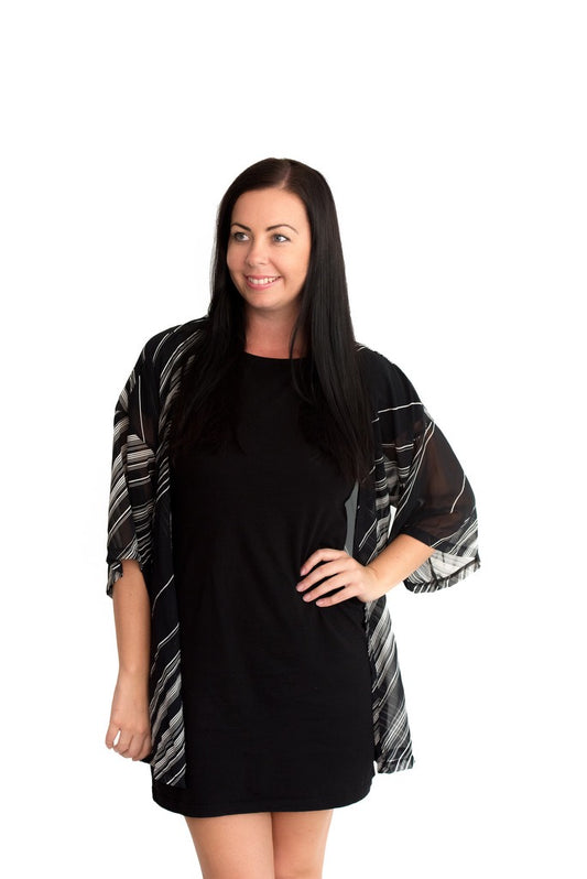 Dark Stripe White DayDream Original Open Kaftan