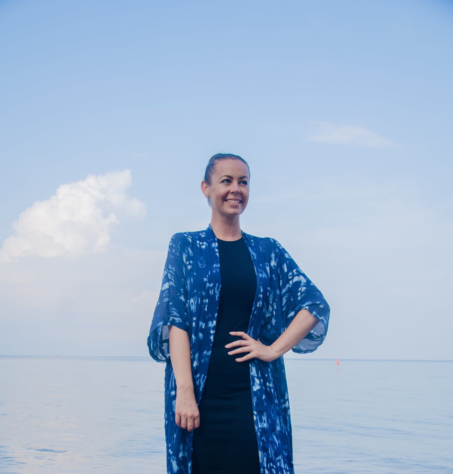 Blue Sunset Dreams Open Kaftan Maxi