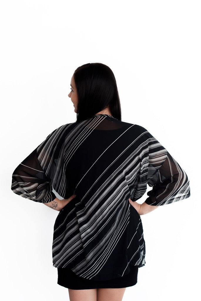 Dark Stripe White DayDream Original Open Kaftan