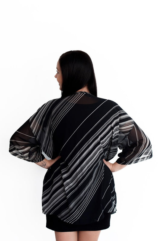 Dark Stripe White DayDream Original Open Kaftan