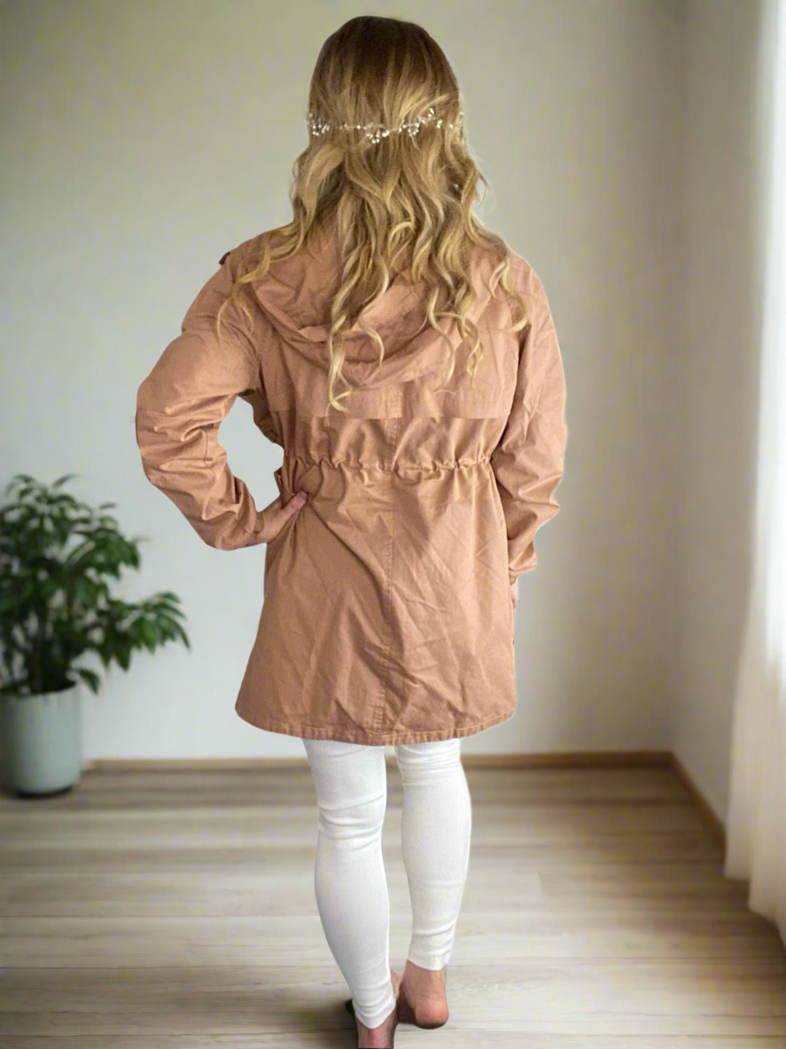 🩵CHARLOTTE Hooded Jacket Coat- 3 Colours Black, Pink & Khaki