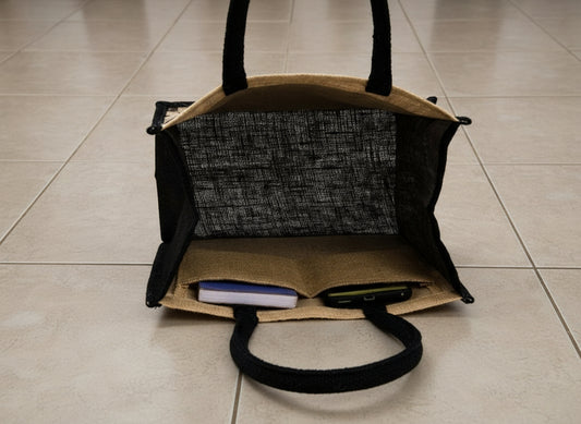 Large Black Checkered Pattern Luxe Tote Bag- Strong & Durable