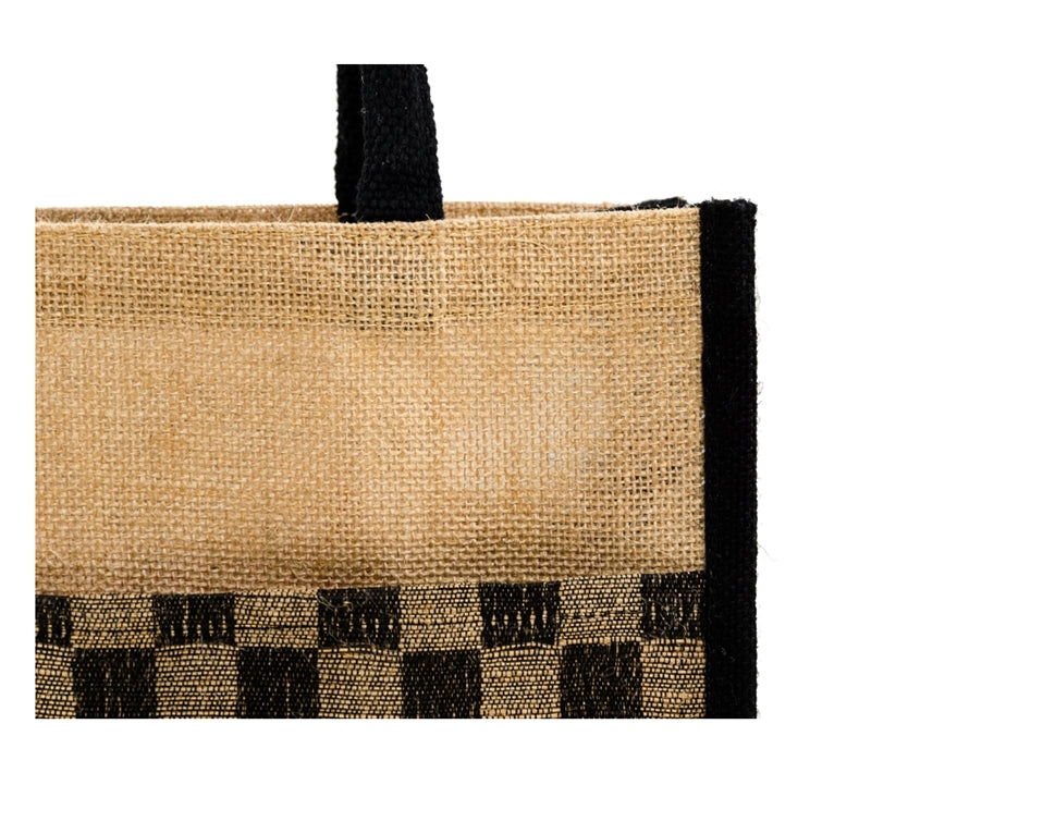 Large Black Checkered Pattern Luxe Tote Bag- Strong & Durable