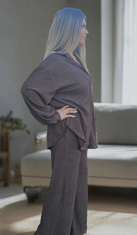 Chocolate Brown Top & Pants Set