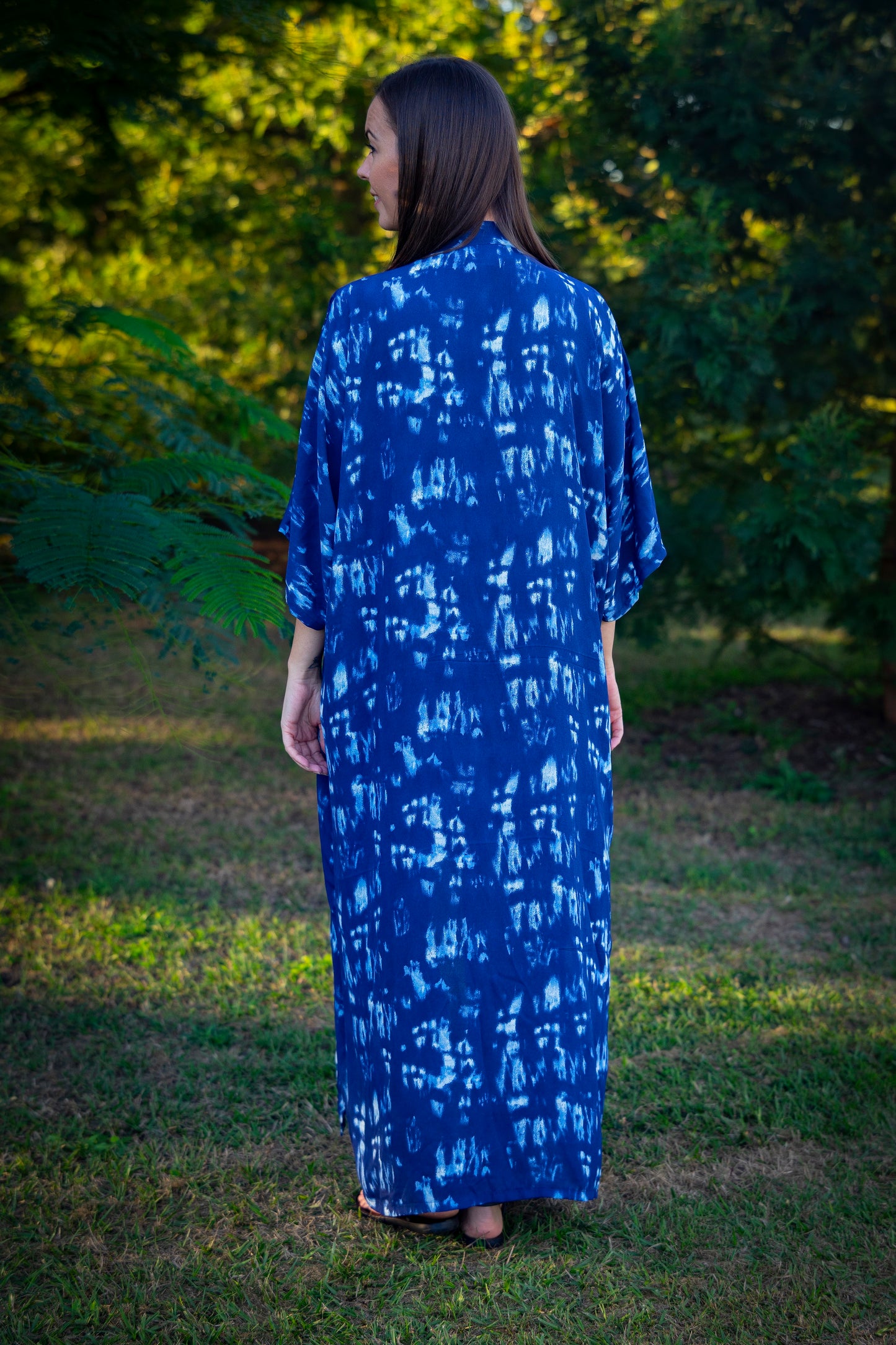 Blue Sunset Dreams Open Kaftan Maxi