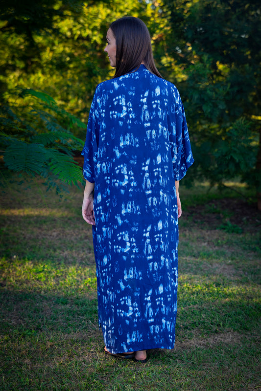 Blue Sunset Dreams Open Kaftan Maxi