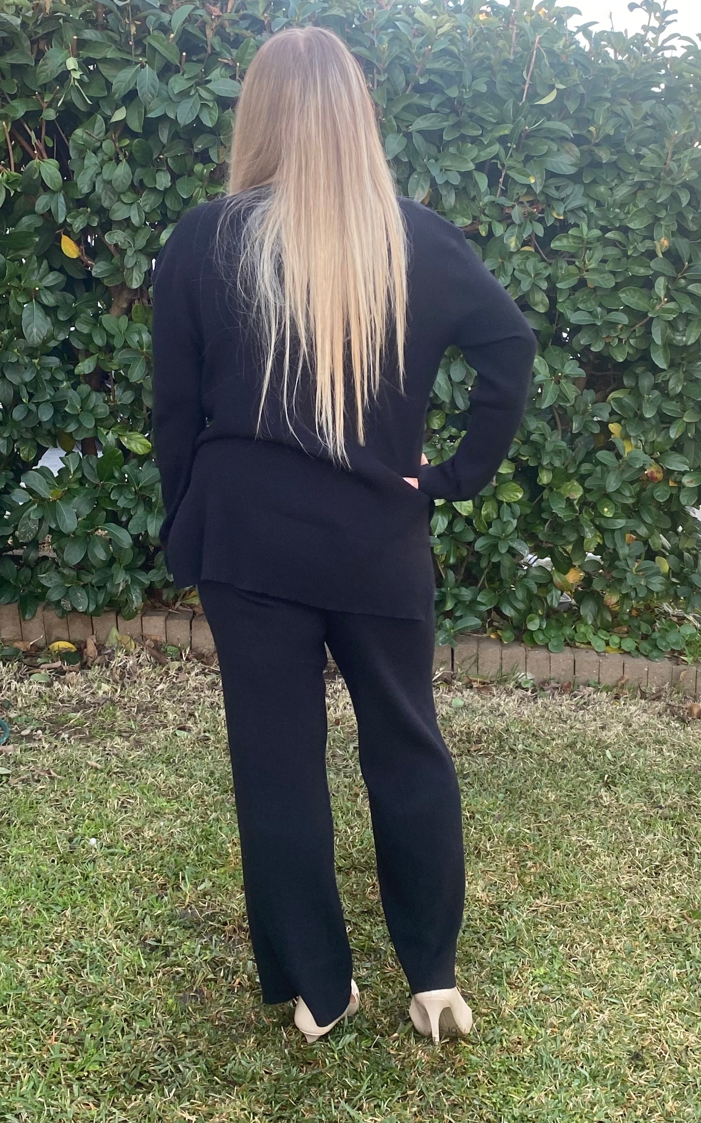 CHERIE Black Top & Pants Comfort 2 Peice Set
