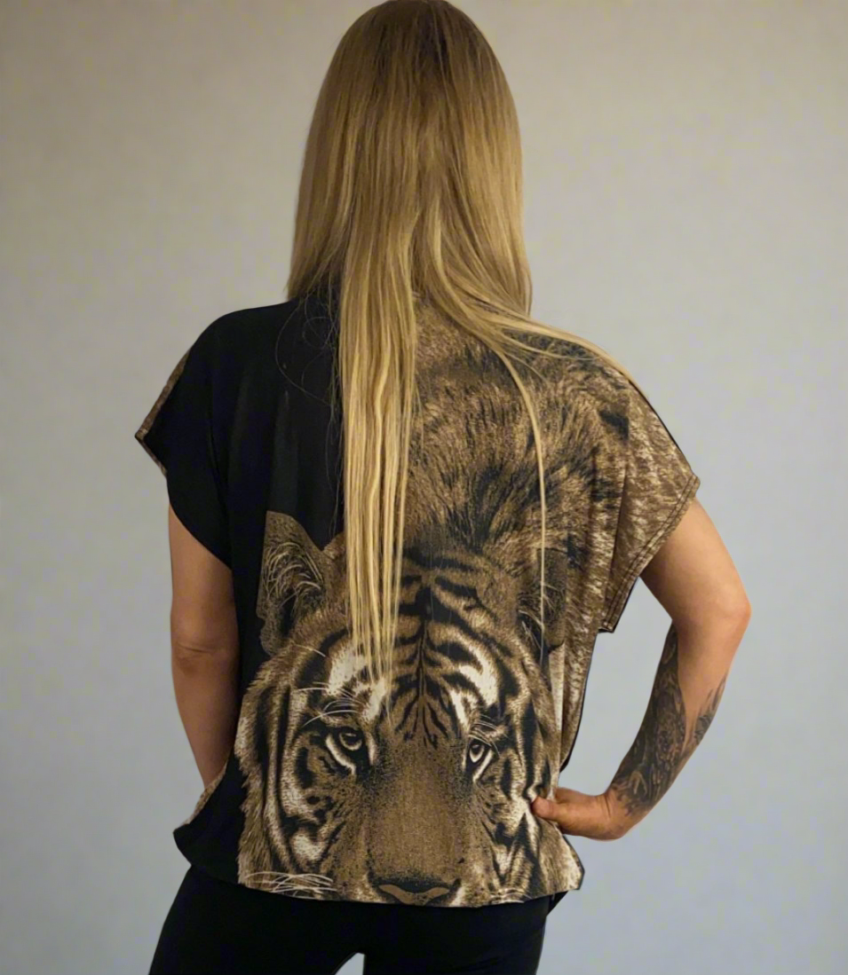 JOSIE Brown Tiger Bejeweled Tshirt