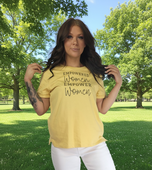 EMPOWERED Yellow Graphic Design T-Shirt - Handmade