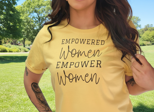 EMPOWERED Yellow Graphic Design T-Shirt - Handmade