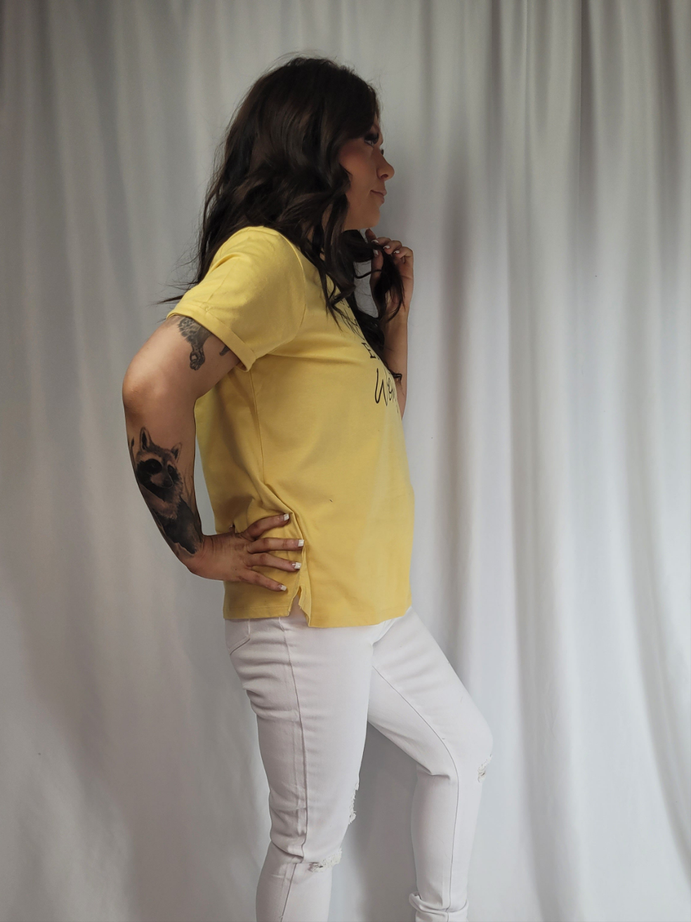 EMPOWERED Yellow Graphic Design T-Shirt - Handmade