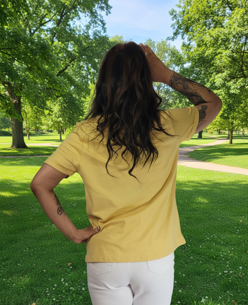 EMPOWERED Yellow Graphic Design T-Shirt - Handmade
