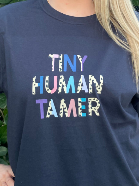 TINY HUMAN TAMER Handmade Navy Blue T-Shirt