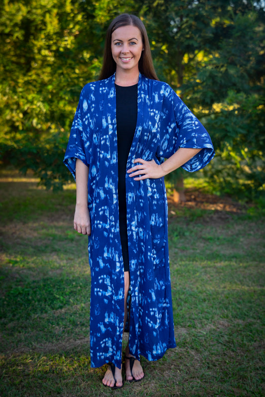 Blue Sunset Dreams Open Kaftan Maxi