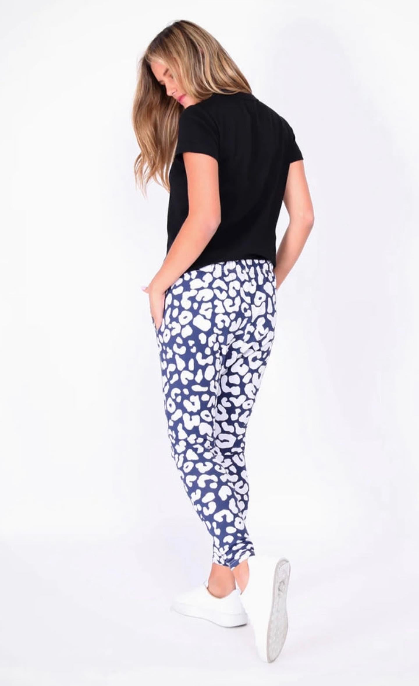 NANCY Navy Blue Leopard Pants