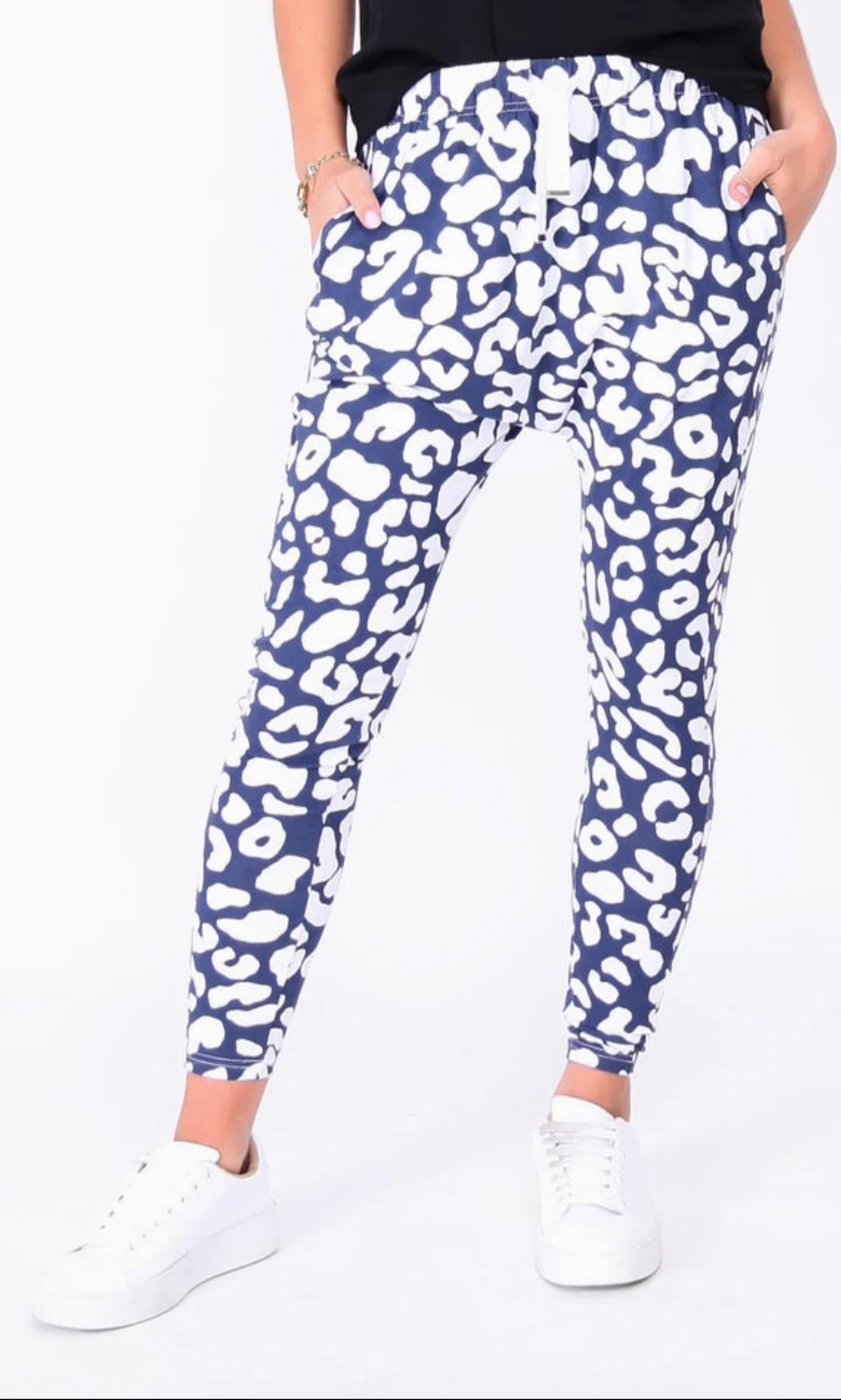 NANCY Navy Blue Leopard Pants