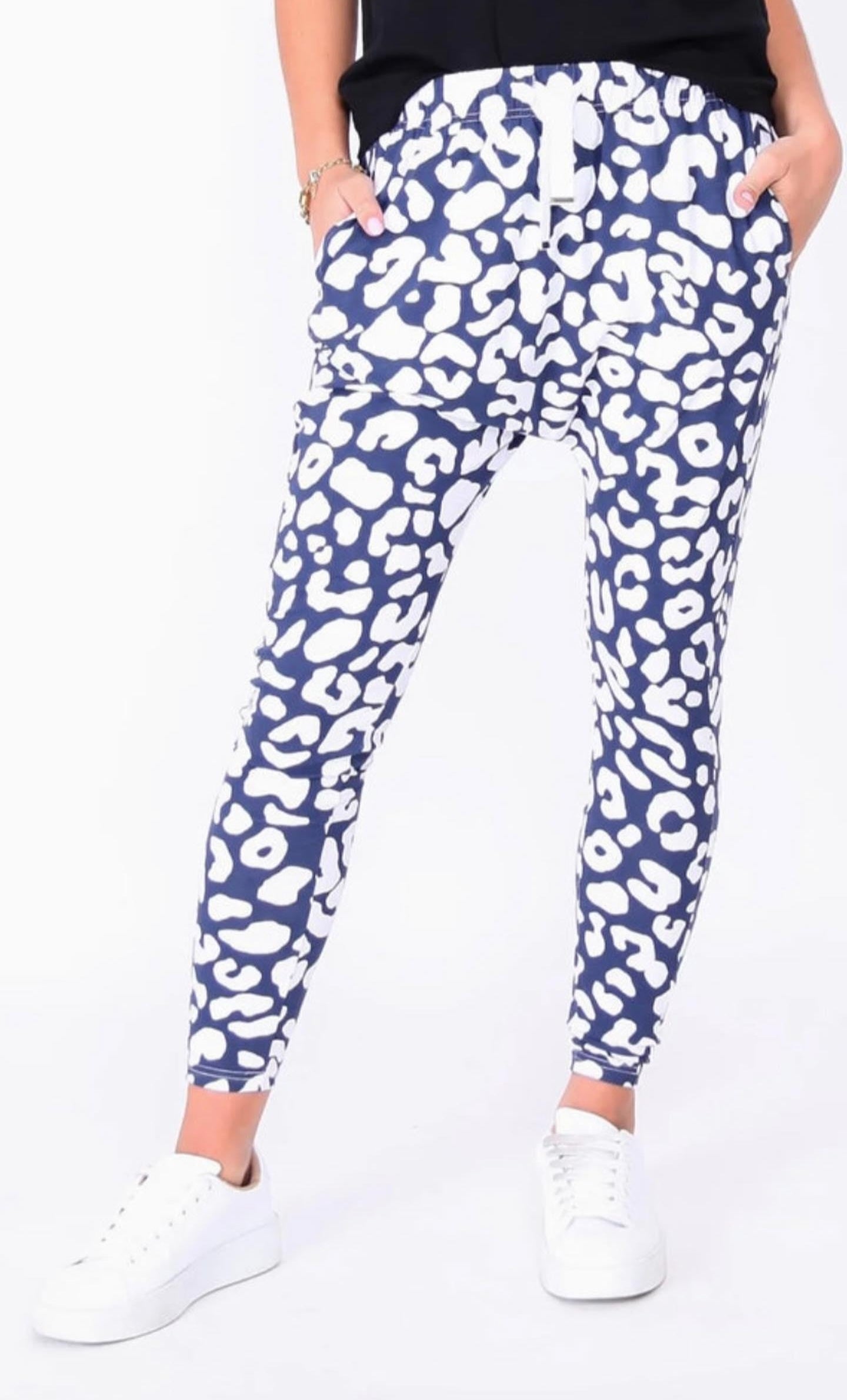 NANCY Navy Blue Leopard Pants