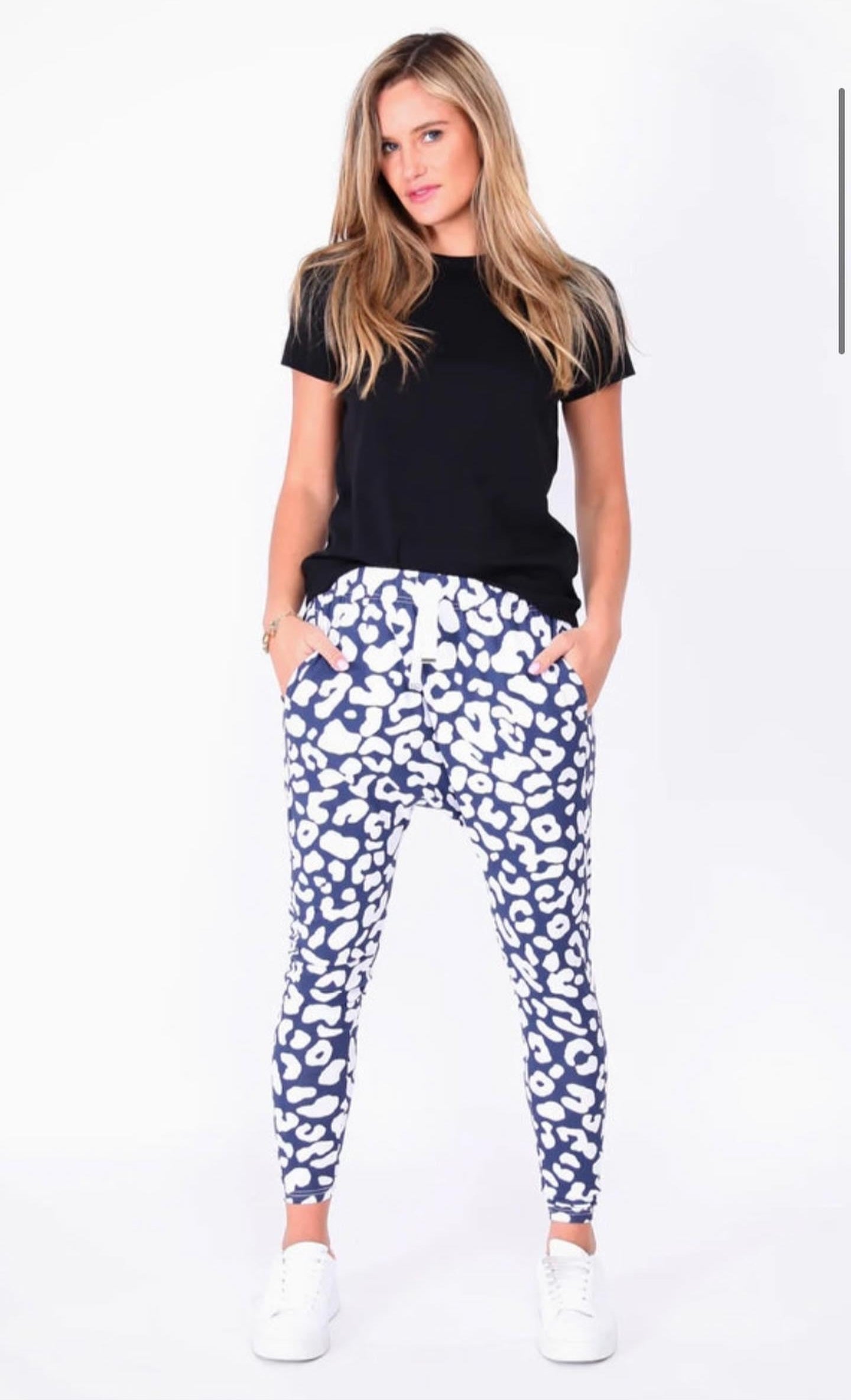 NANCY Navy Blue Leopard Pants
