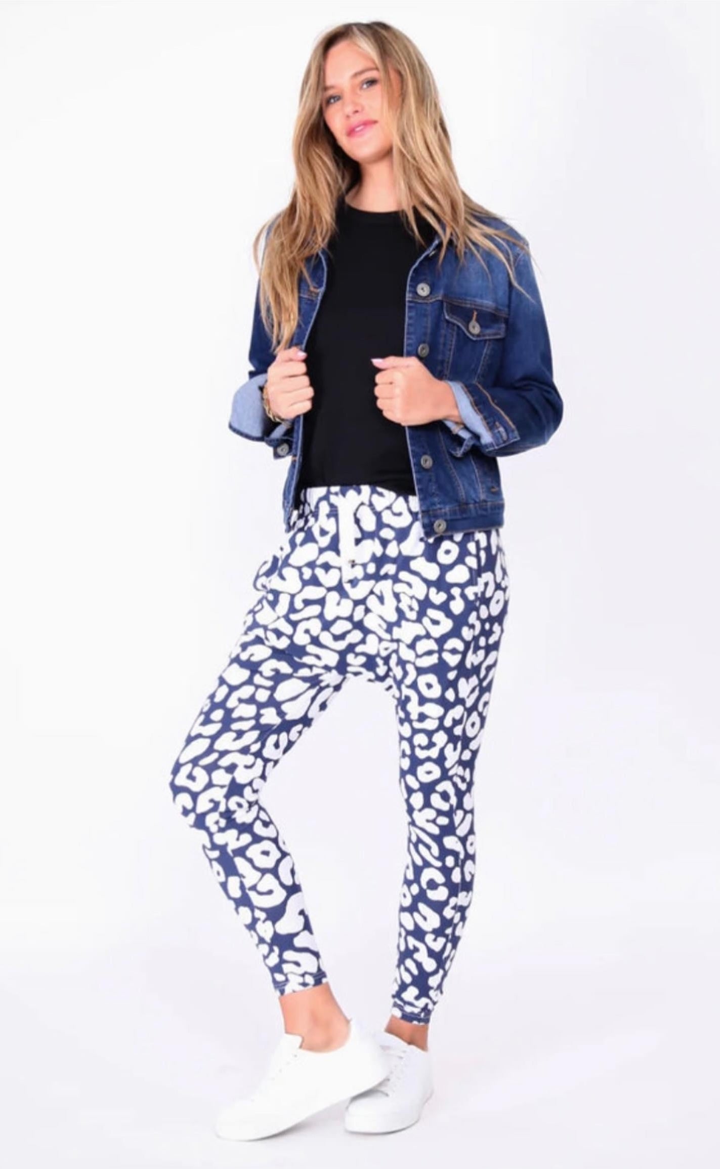 NANCY Navy Blue Leopard Pants
