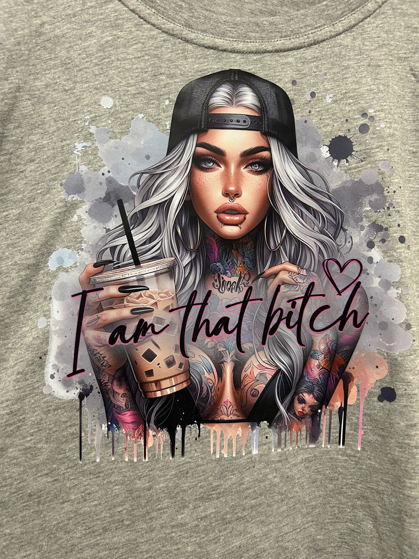 I Am That Bitch Handmade T-shirts Grey & White