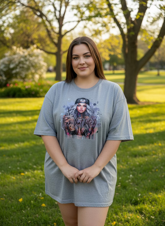 I Am That Bitch Handmade T-shirts Grey & White