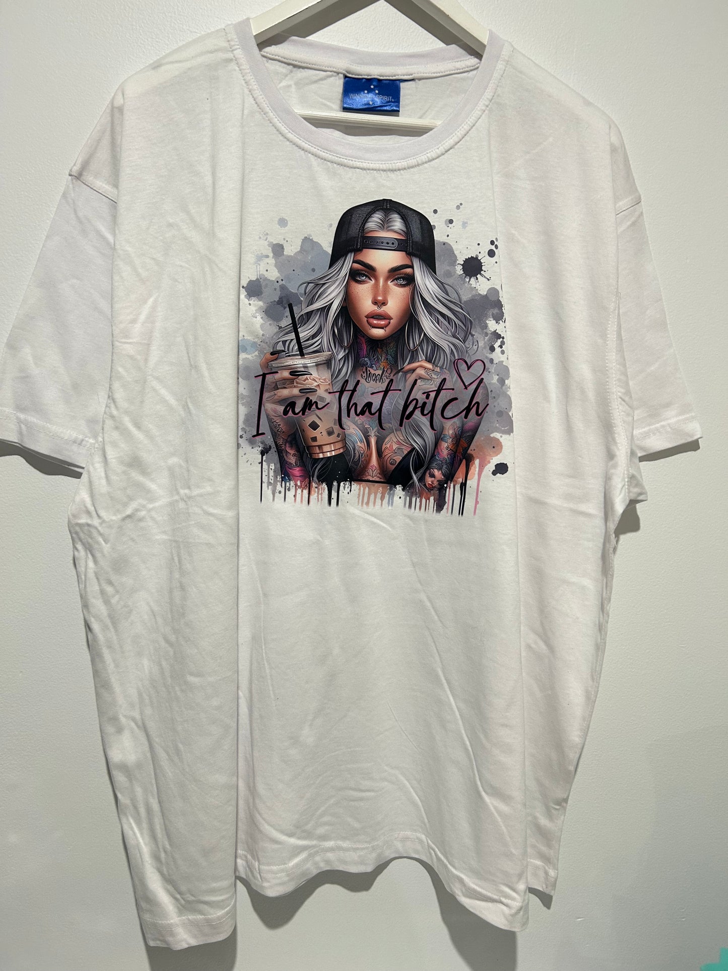 I Am That Bitch Handmade T-shirts Grey & White