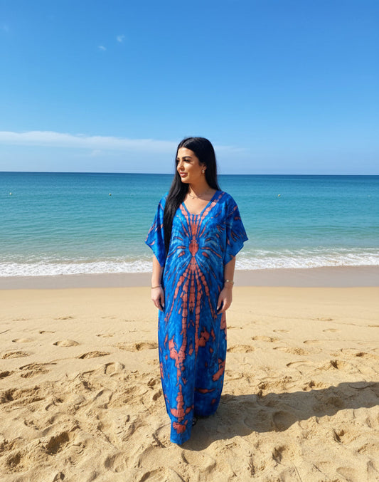 Coral Tide Comfort Maxi Kaftan Dress