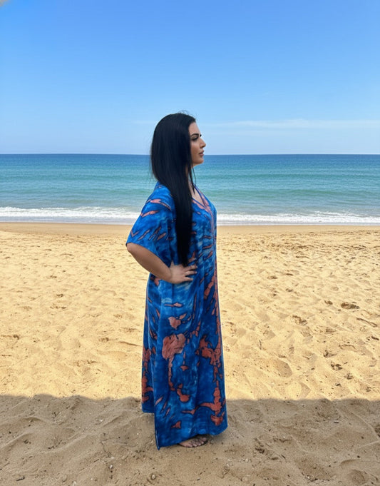 Coral Tide Comfort Maxi Kaftan Dress