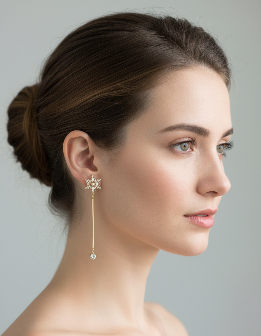 Winter Sparkle Snowflake Earrings (Gold-Tone)