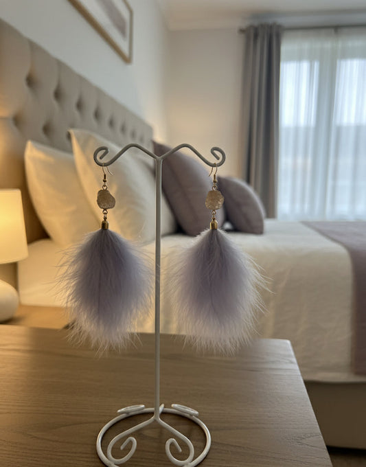 Geode & Feather Earrings – Gold Tone Choose your style