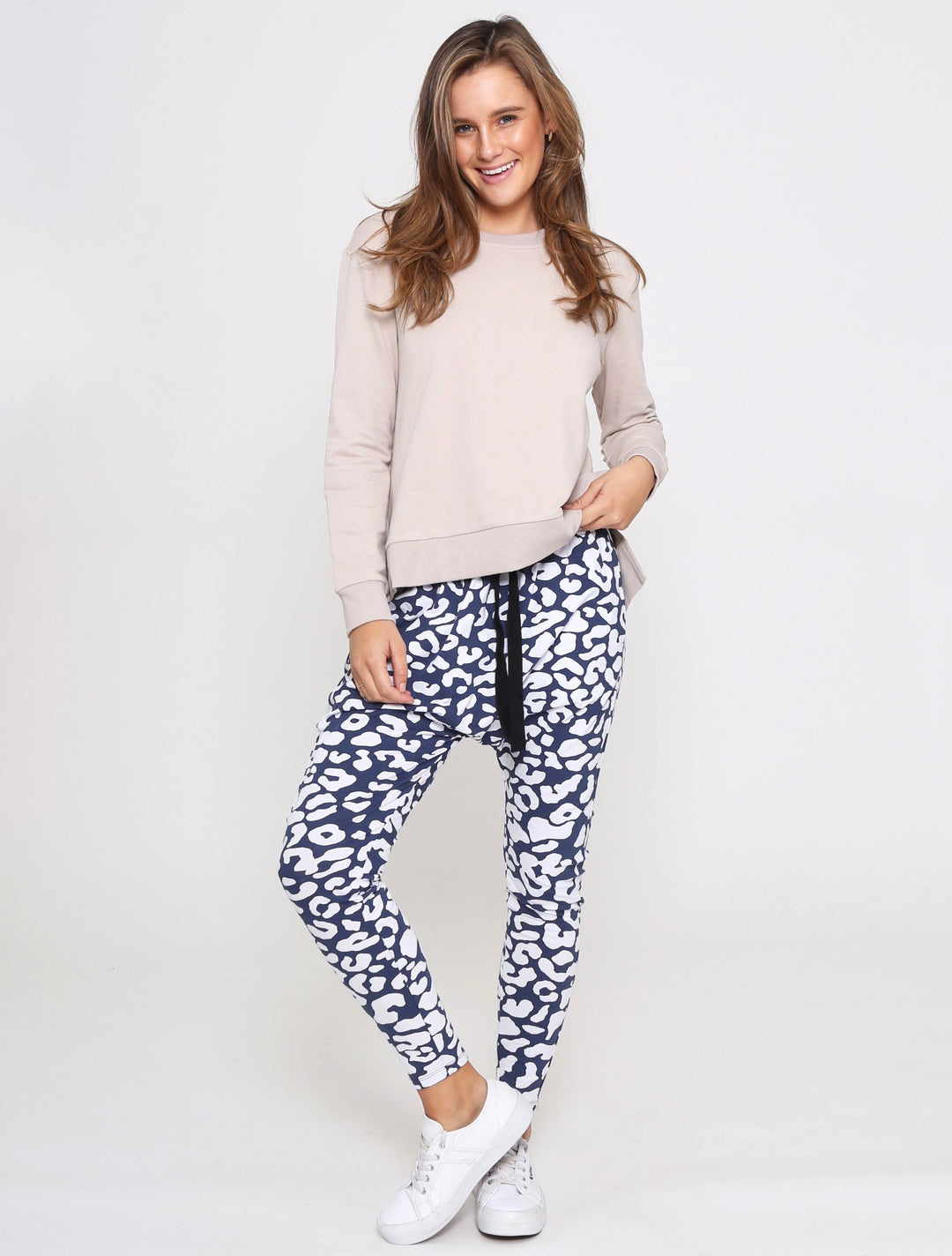 NANCY Navy Blue Leopard Pants