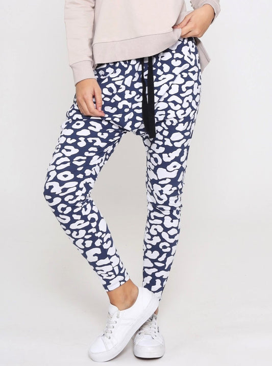 NANCY Navy Blue Leopard Pants