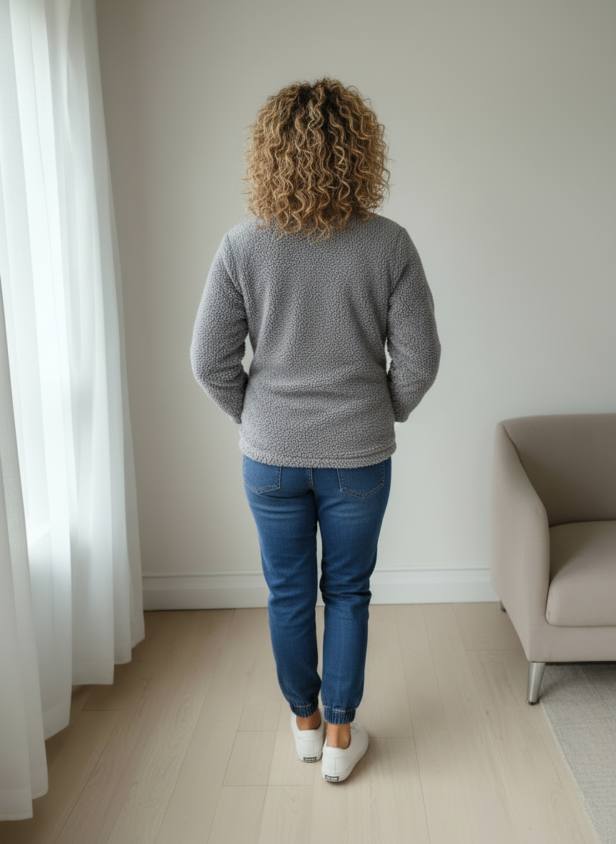 TEDDY Grey Zip Fluffy Jacket