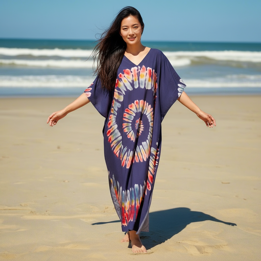 Circle Of Fire Dark Boho Maxi Kaftan Dress