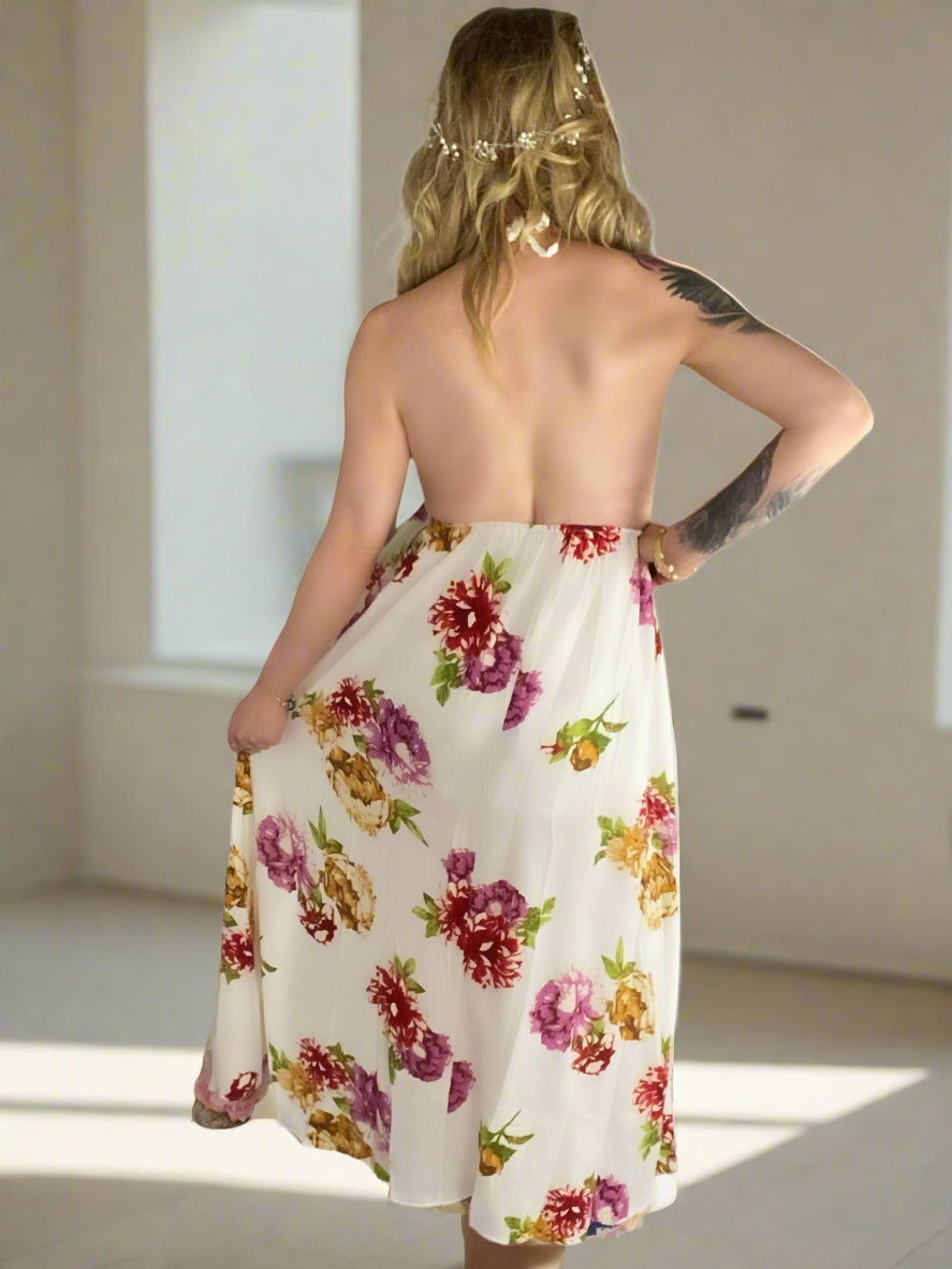 HAZEL Crochet Floral Maxi Dresses 2 colours- Navy Blue, White