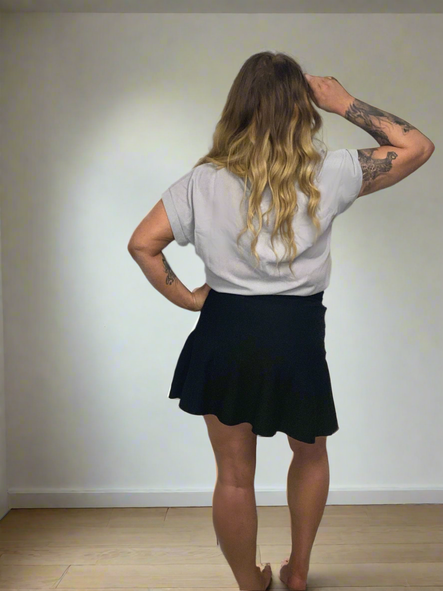 FLORA Black High Waisted Flair skirt