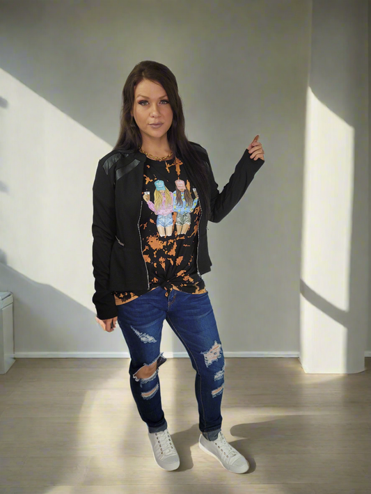 GRACEN Black Leather/Material Girl Jacket